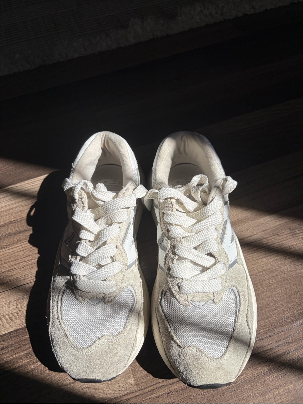 New Balance Off-White & Cream Lace-Up Sneakers
